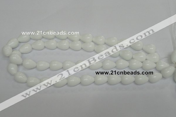 CPB23 15.5 inches 12*16mm teardrop white porcelain beads wholesale