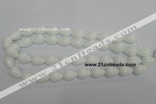 CPB24 15.5 inches 13*18mm teardrop white porcelain beads wholesale