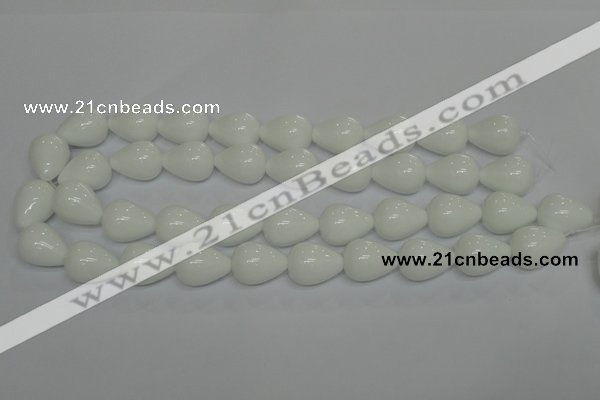 CPB25 15.5 inches 15*20mm teardrop white porcelain beads wholesale