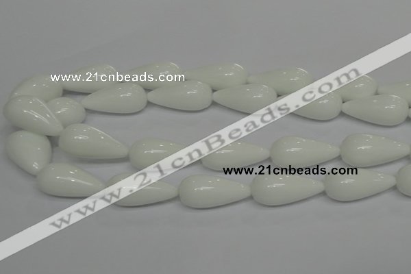 CPB27 15.5 inches 10*30mm teardrop white porcelain beads wholesale