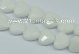 CPB310 15 inches 12*12mm faceted heart white porcelain beads