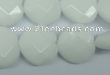 CPB313 15 inches 18*18mm faceted heart white porcelain beads