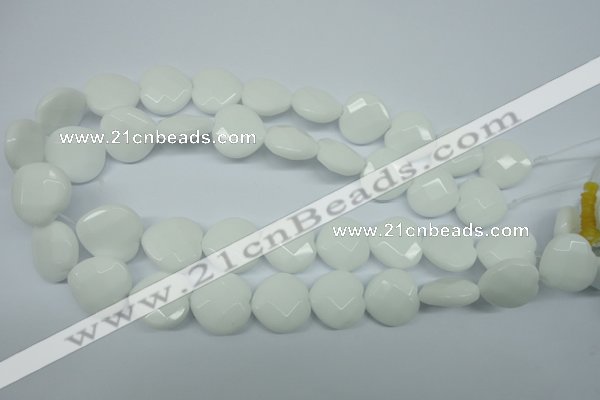 CPB314 15 inches 20*20mm faceted heart white porcelain beads