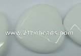 CPB316 15 inches 30*30mm faceted heart white porcelain beads