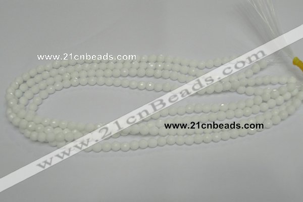 CPB32 15.5 inches 6mm faceted round white porcelain beads wholesale