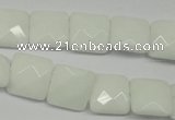 CPB320 15 inches 12*12mm faceted square white porcelain beads