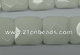 CPB324 15 inches 20*20mm faceted square white porcelain beads