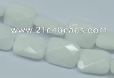 CPB328 15 inches 10*14mm faceted rectangle white porcelain beads