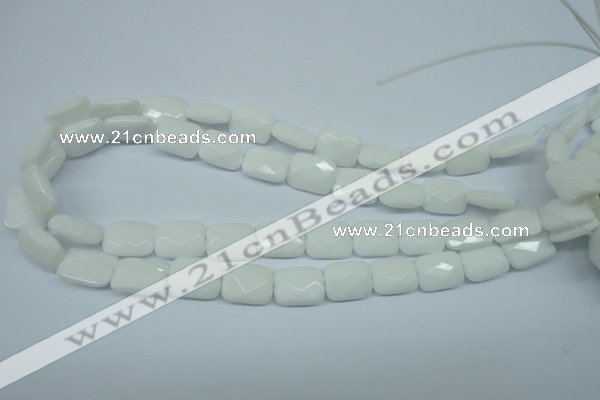 CPB329 15 inches 12*16mm faceted rectangle white porcelain beads