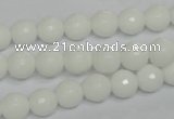 CPB33 15.5 inches 8mm faceted round white porcelain beads wholesale