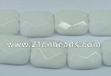 CPB330 15 inches 13*18mm faceted rectangle white porcelain beads