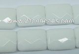 CPB331 15 inches 15*20mm faceted rectangle white porcelain beads