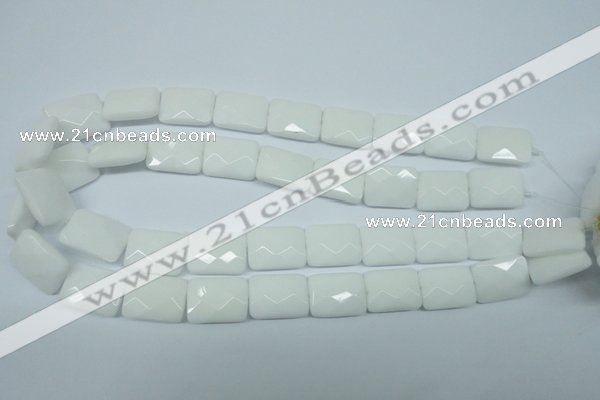 CPB331 15 inches 15*20mm faceted rectangle white porcelain beads