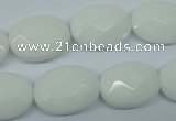 CPB338 15 inches 13*18mm faceted oval white porcelain beads