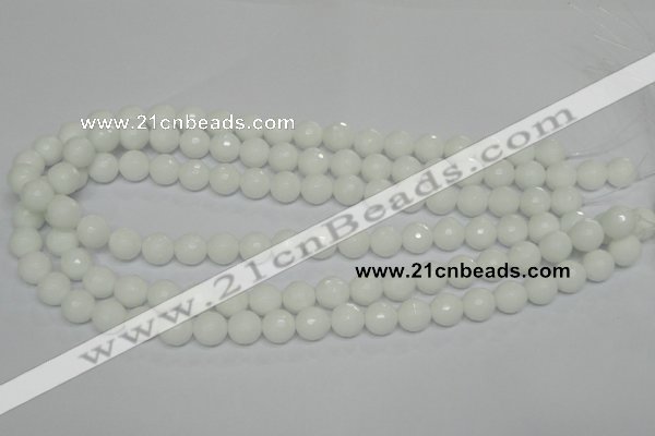 CPB34 15.5 inches 10mm faceted round white porcelain beads wholesale