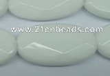 CPB341 15 inches 20*40mm faceted oval white porcelain beads