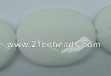 CPB342 15 inches 30*40mm faceted oval white porcelain beads