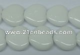 CPB350 15 inches 12*12mm heart white porcelain beads wholesale