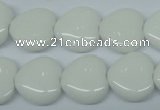 CPB351 15 inches 14*14mm heart white porcelain beads wholesale