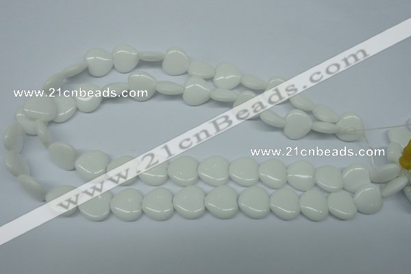 CPB351 15 inches 14*14mm heart white porcelain beads wholesale