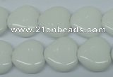 CPB352 15 inches 16*16mm heart white porcelain beads wholesale