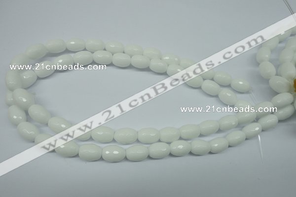 CPB355 15 inches 8*12mm faceted drum white porcelain beads wholesale