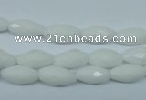 CPB357 15 inches 6*12mm faceted rice white porcelain beads wholesale