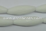 CPB359 15 inches 10*30mm faceted rice white porcelain beads wholesale