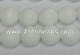 CPB36 15.5 inches 14mm faceted round white porcelain beads wholesale