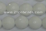 CPB37 15.5 inches 16mm faceted round white porcelain beads wholesale