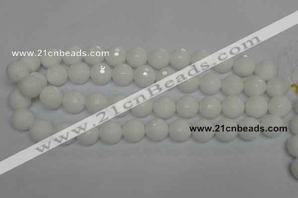 CPB37 15.5 inches 16mm faceted round white porcelain beads wholesale