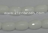 CPB41 15.5 inches 10*14mm faceted drum white porcelain beads