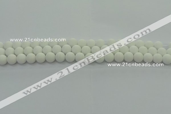 CPB412 15.5 inches 8mm round matte white porcelain beads