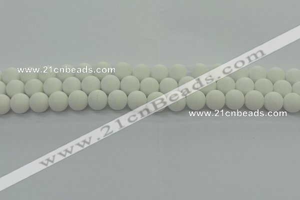 CPB413 15.5 inches 10mm round matte white porcelain beads