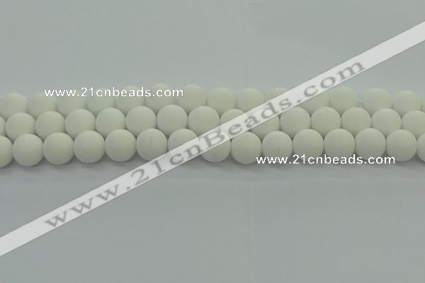 CPB414 15.5 inches 12mm round matte white porcelain beads