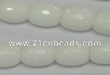 CPB42 15.5 inches 12*16mm faceted drum white porcelain beads