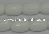 CPB44 15.5 inches 15*20mm faceted drum white porcelain beads