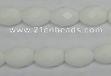 CPB46 15.5 inches 10*14mm faceted rice white porcelain beads