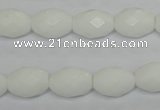 CPB46 15.5 inches 10*14mm faceted rice white porcelain beads