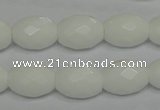 CPB47 15.5 inches 12*16mm faceted rice white porcelain beads