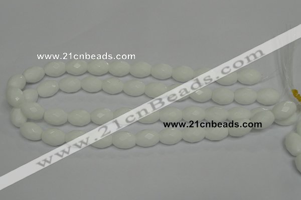 CPB47 15.5 inches 12*16mm faceted rice white porcelain beads