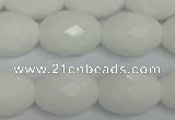 CPB49 15.5 inches 15*20mm faceted rice white porcelain beads