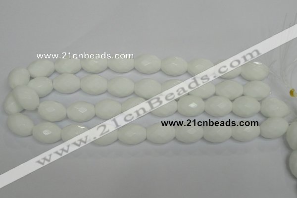 CPB49 15.5 inches 15*20mm faceted rice white porcelain beads