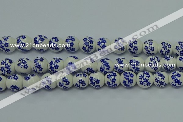 CPB501 15.5 inches 6mm round Painted porcelain beads