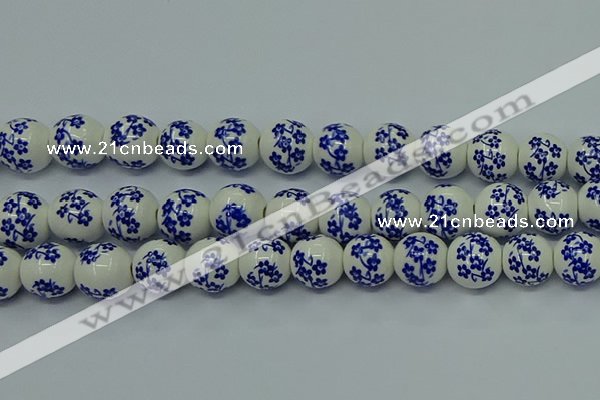 CPB502 15.5 inches 8mm round Painted porcelain beads
