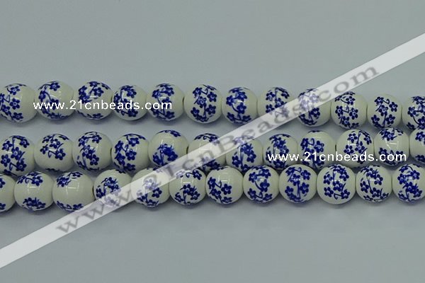 CPB502 15.5 inches 8mm round Painted porcelain beads