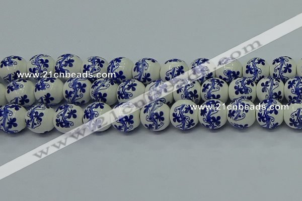 CPB511 15.5 inches 6mm round Painted porcelain beads