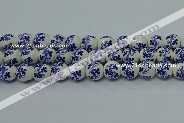 CPB513 15.5 inches 10mm round Painted porcelain beads