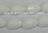 CPB53 15.5 inches 13*18mm faceted teardrop white porcelain beads