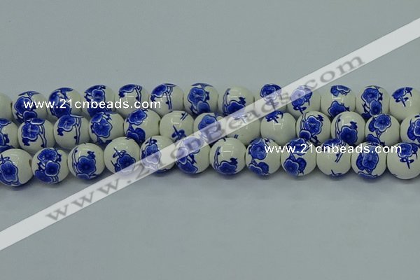 CPB543 15.5 inches 10mm round Painted porcelain beads